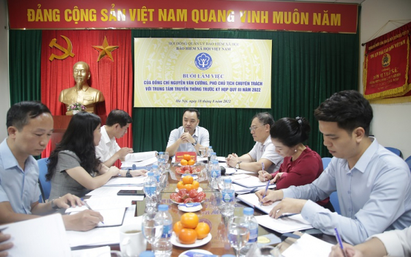 Buổi làm việc của Phó Chủ tịch chuyên trách Hội đồng quản lý BHXH Nguyễn Văn Cường với Trung tâm Truyền thông ngày 18.8